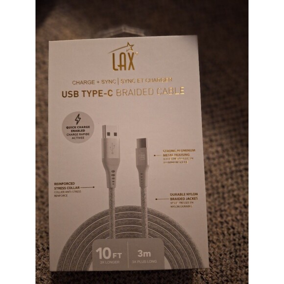 NEW‎ LAX 10ft USB Type-C Braided Charge/Sync Cable - Picture 8 of 11